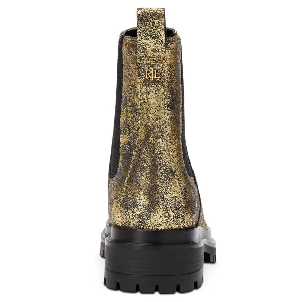 Ralph Lauren Womens Corinne Leather Distressed Metallic Booties Size 7.5 - Picture 2 of 11